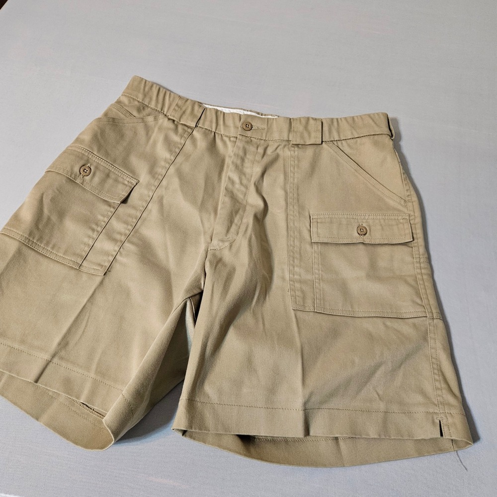 Sportif USA Cargo Shorts Mens 34 Tan Khaki Excellent Stretch Twill Utility 8 In